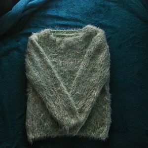 Blue Retro Fuzzy Sweater